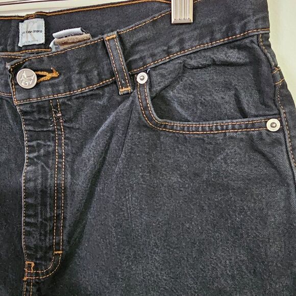 EUC CK CALVIN KLEIN JEANS DARK WASH HIGH RISE TAPER JEANS SIZE 16 - Picture 7 of 14